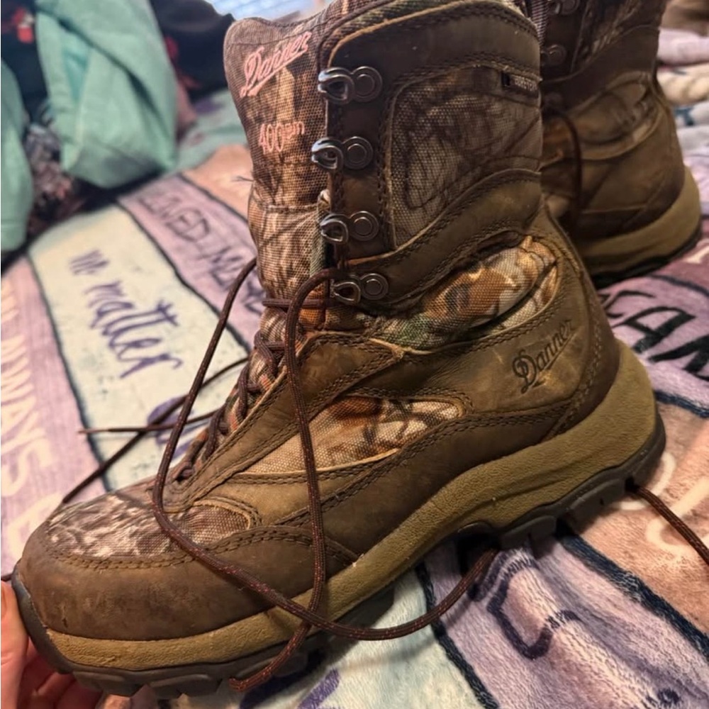 Women's Danner Pink and Brown Camo Outdoor Boots